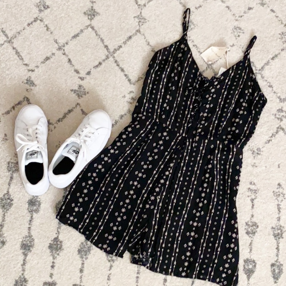NWT Black Lace Up Romper